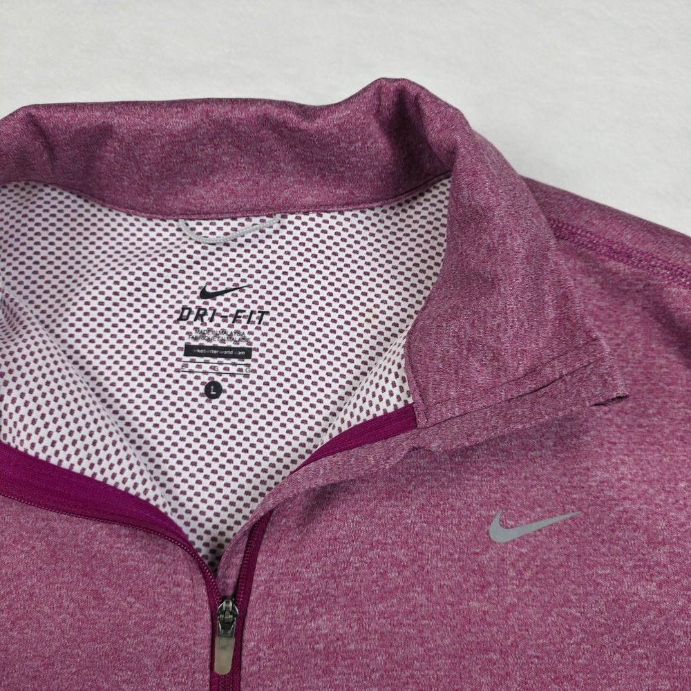 Nike Dri-FIT Full Zip Jacket Womens L Purple Excellent Thumbholes 520334-666 - Picture 2 of 12